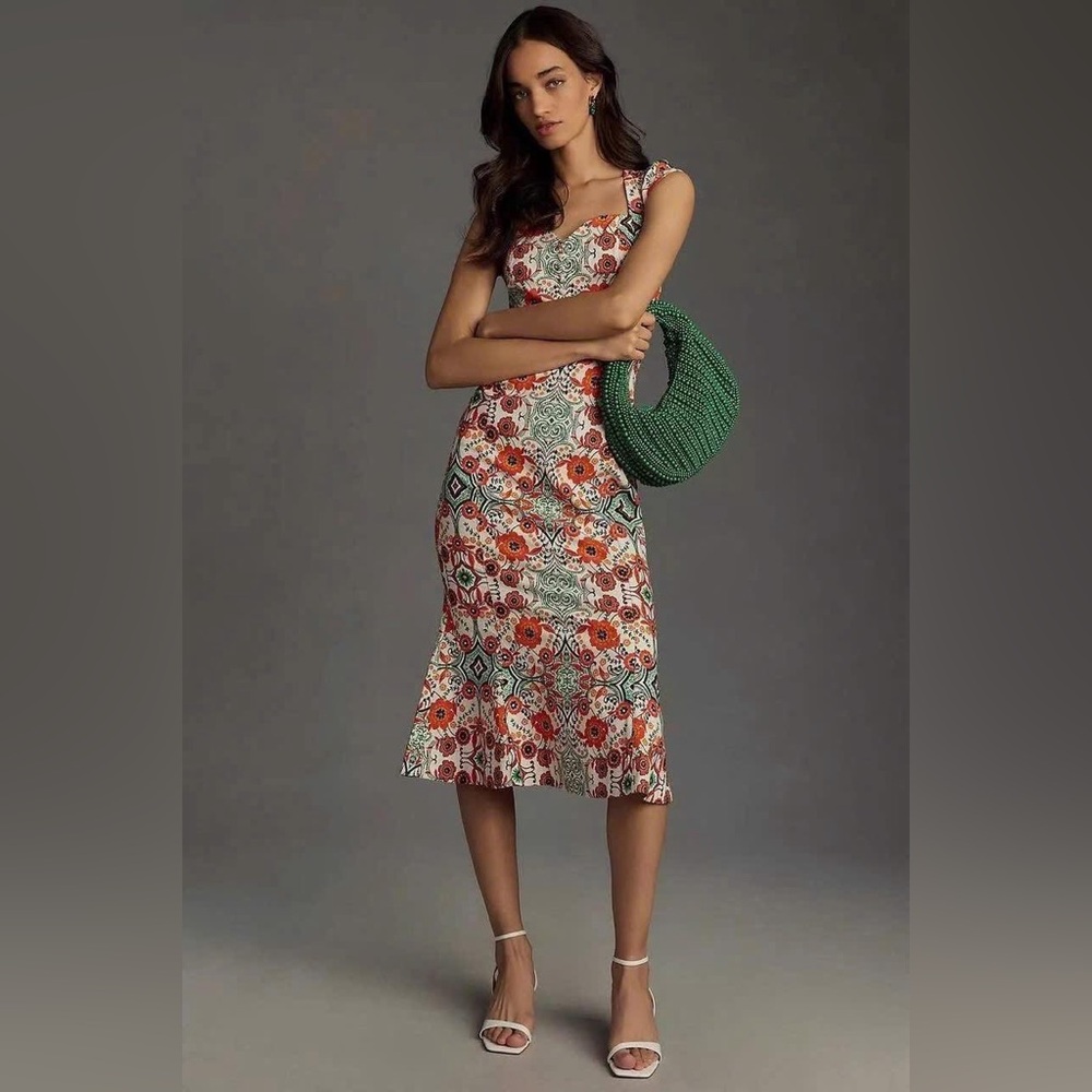 Anthropologie Multicolor Floral Midi Dress